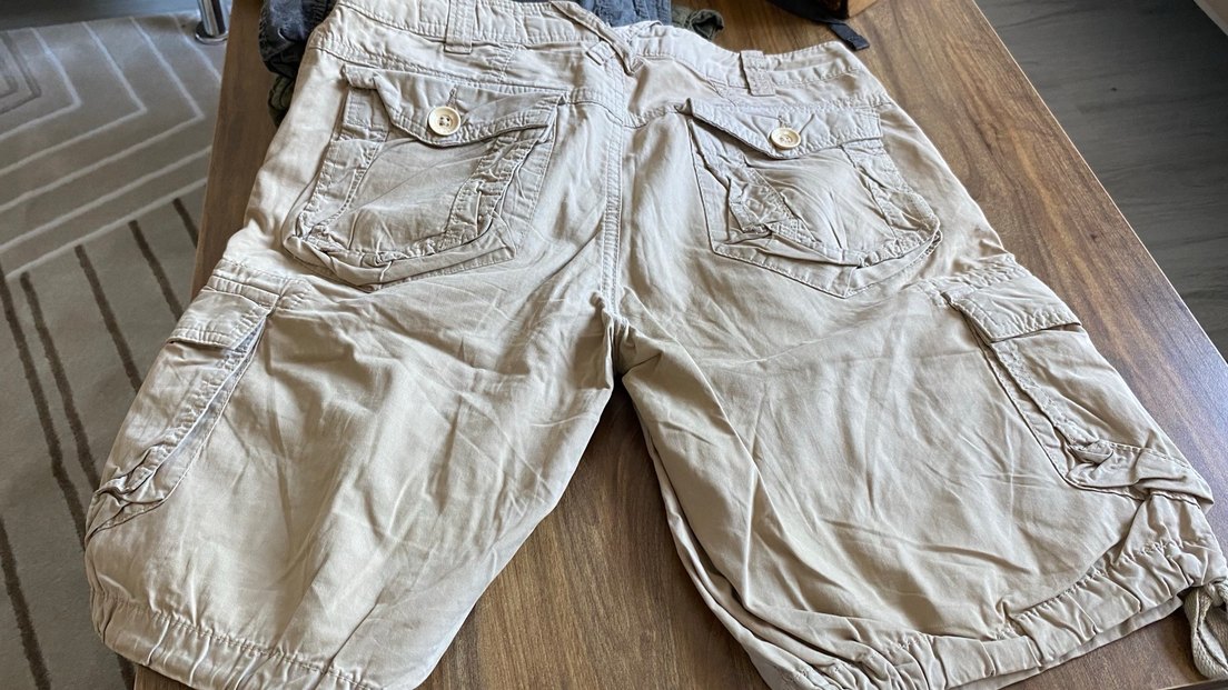 Bej Erkek Keten Midi Şort - Görsel 2