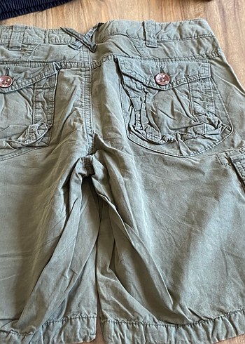 Bej Keten Düğmeli Erkek Şort - Görsel 2