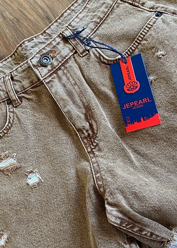 Kadın Kahverengi Kot Şort - Görsel 6