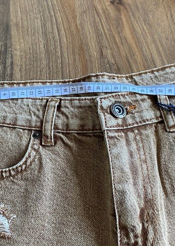 Kadın Kahverengi Kot Şort - Görsel 3