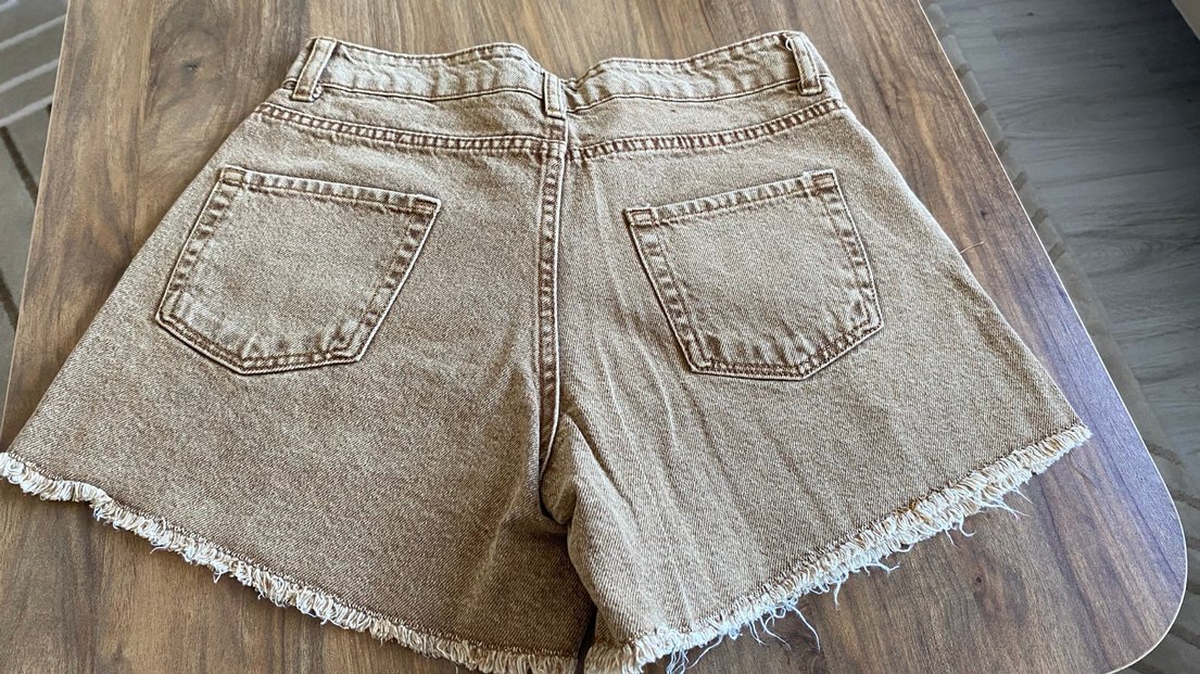 Kadın Kahverengi Kot Şort - Görsel 5