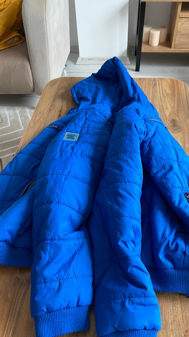 Parlak Mavi Erkek Çocuk Fermuarlı Mont - Görsel 4