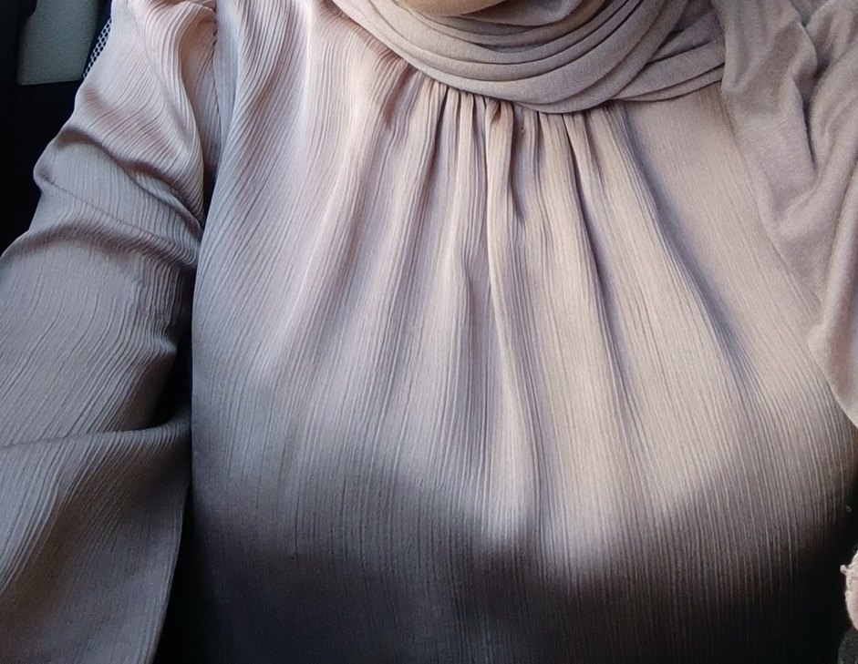 Vizon Uzun Kat Kat Fırfırlı Saten Elbise - Görsel 2