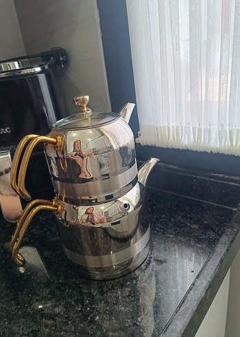 Parlak Altın Renkli Çaydanlık Seti - Görsel 2