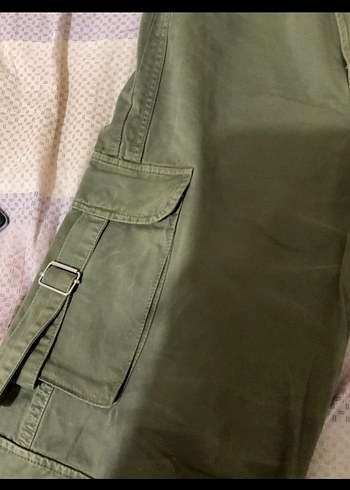 Haki Kamuflajlı Bol Kesim Kargo Kadın Kot Pantolon Jean - Görsel 4