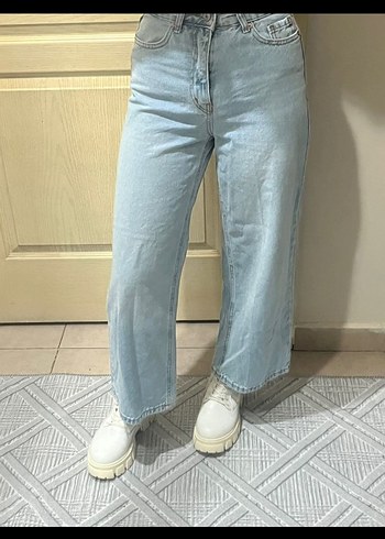 Kadın Mavi Rahat Kesim Denim Pantolon - Görsel 2