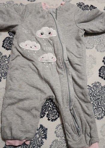 Gri Fermuarlı Bebek Kız Tulumu - Görsel 2