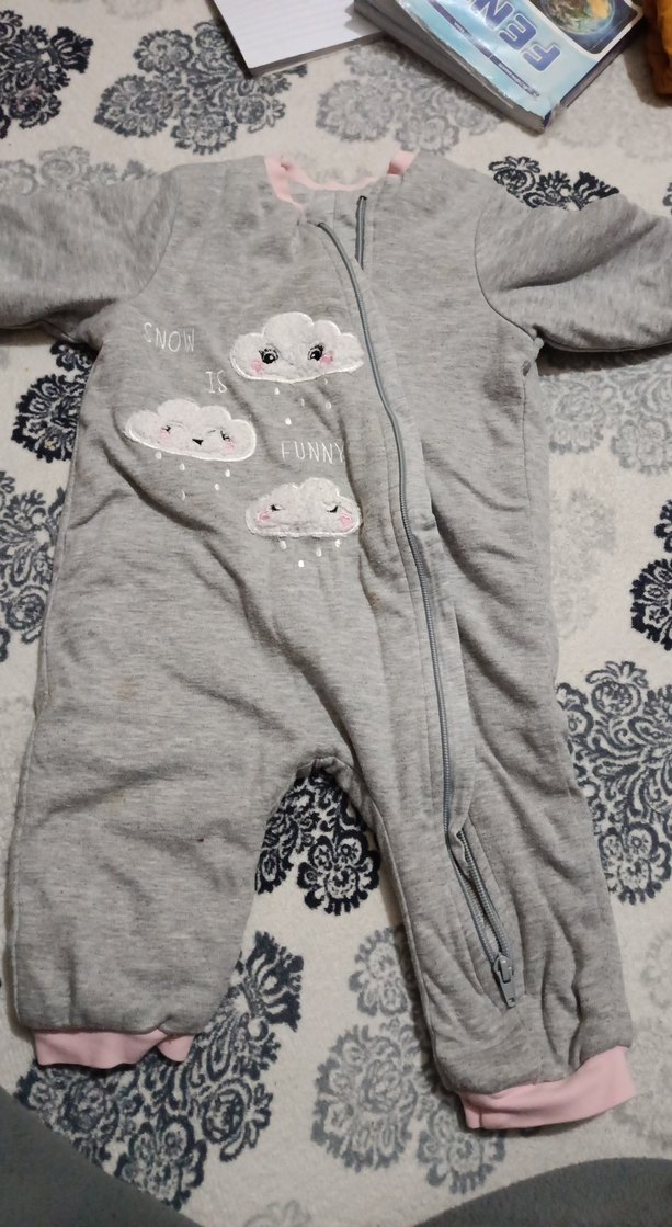 Gri Fermuarlı Bebek Kız Tulumu - Görsel 2