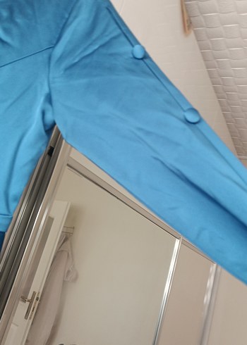 Mavi Drapeli Uzun Kadın Elbise - Görsel 5