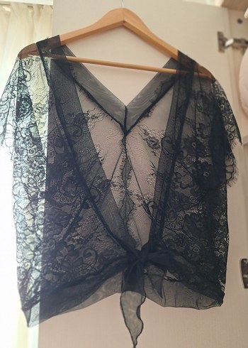 Dantel Detaylı Siyah Bluz üst giyim - Görsel 6