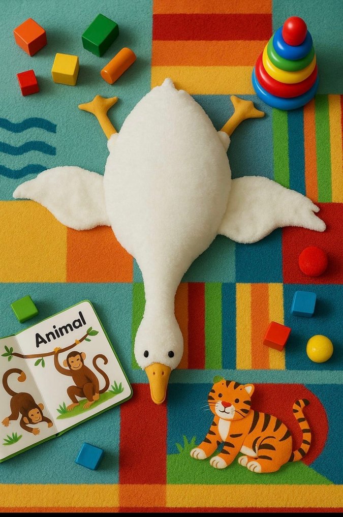 krem kaz Oyuncak uyku arkadaşı 85 cm - Görsel 2