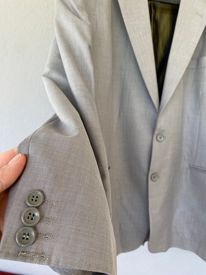 Gri Erkek Düz Düğmeli Takım Ceket - Görsel 2