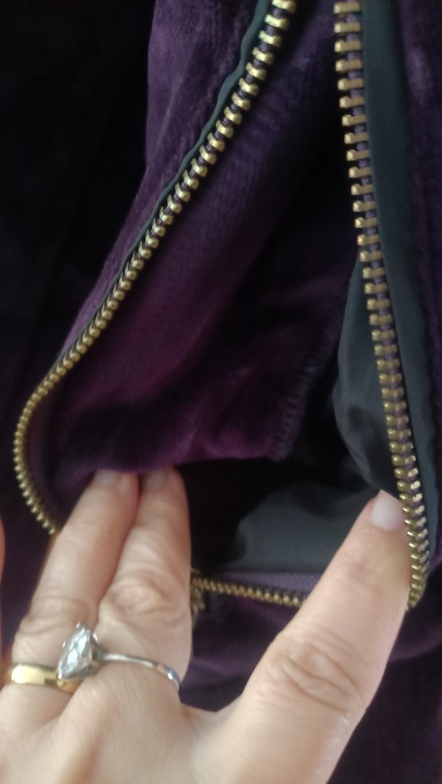 mor VCJ marka kadın kadife mont - Görsel 3