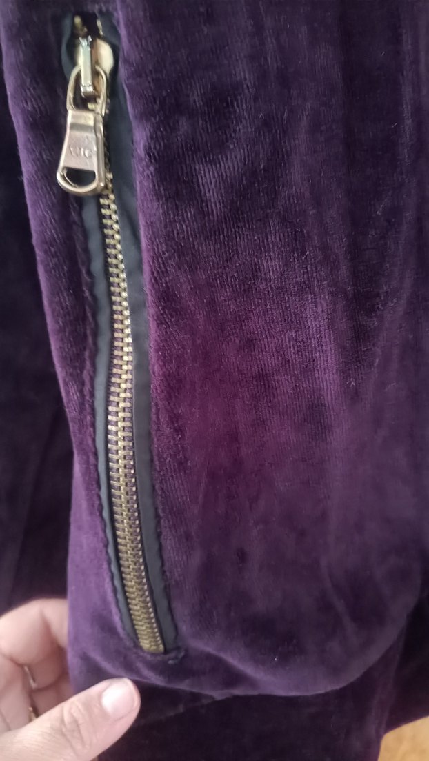 mor VCJ marka kadın kadife mont - Görsel 2