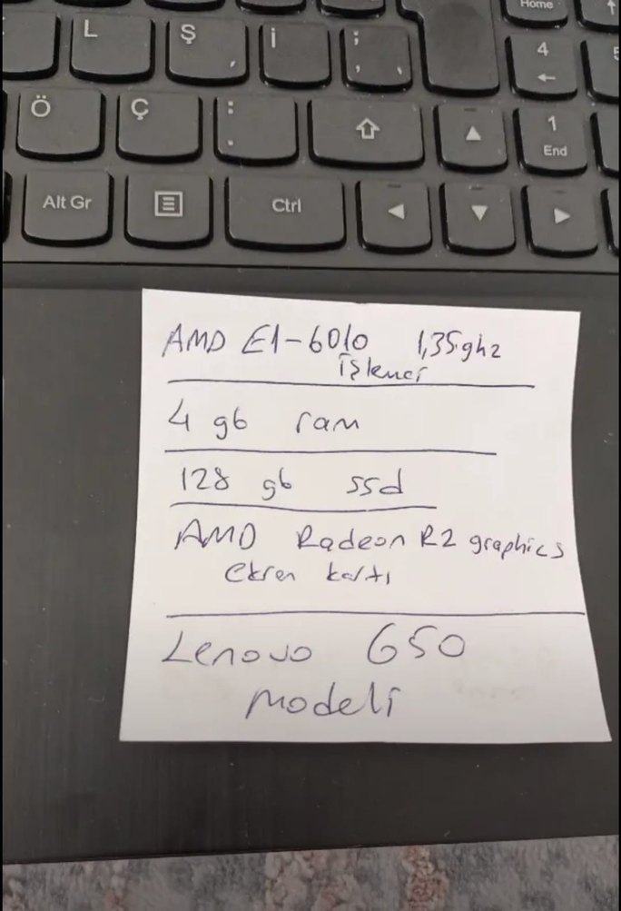 Lenovo Siyah Laptop - Görsel 3