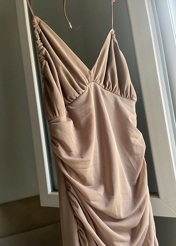 Vizon rengi mini elbise - Görsel 3