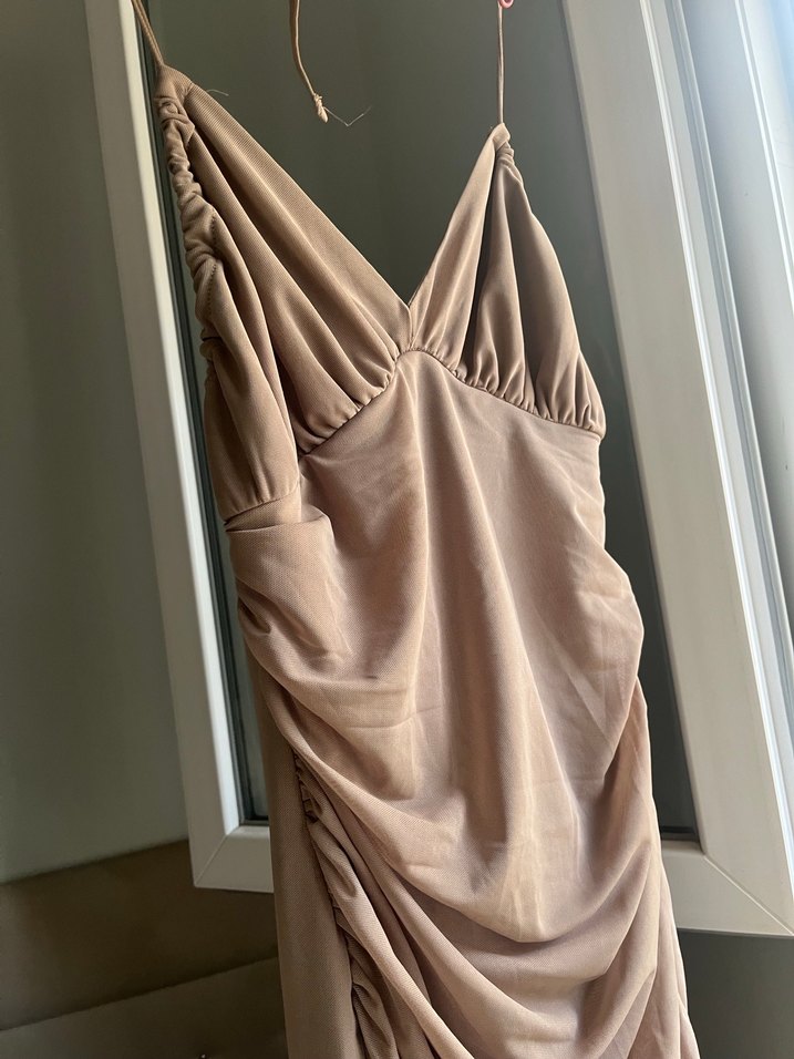 Vizon rengi mini elbise - Görsel 3