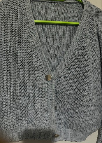 Gri Örgü Mini Kadın Hırka - Görsel 2