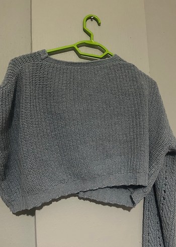 Gri Örgü Mini Kadın Hırka - Görsel 3