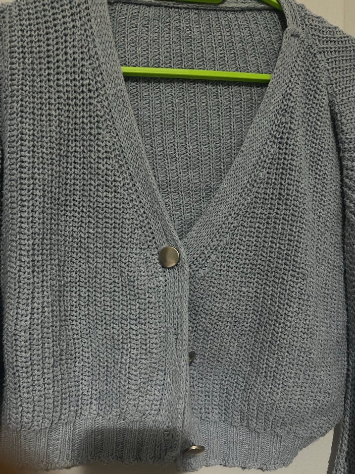 Gri Örgü Mini Kadın Hırka - Görsel 2