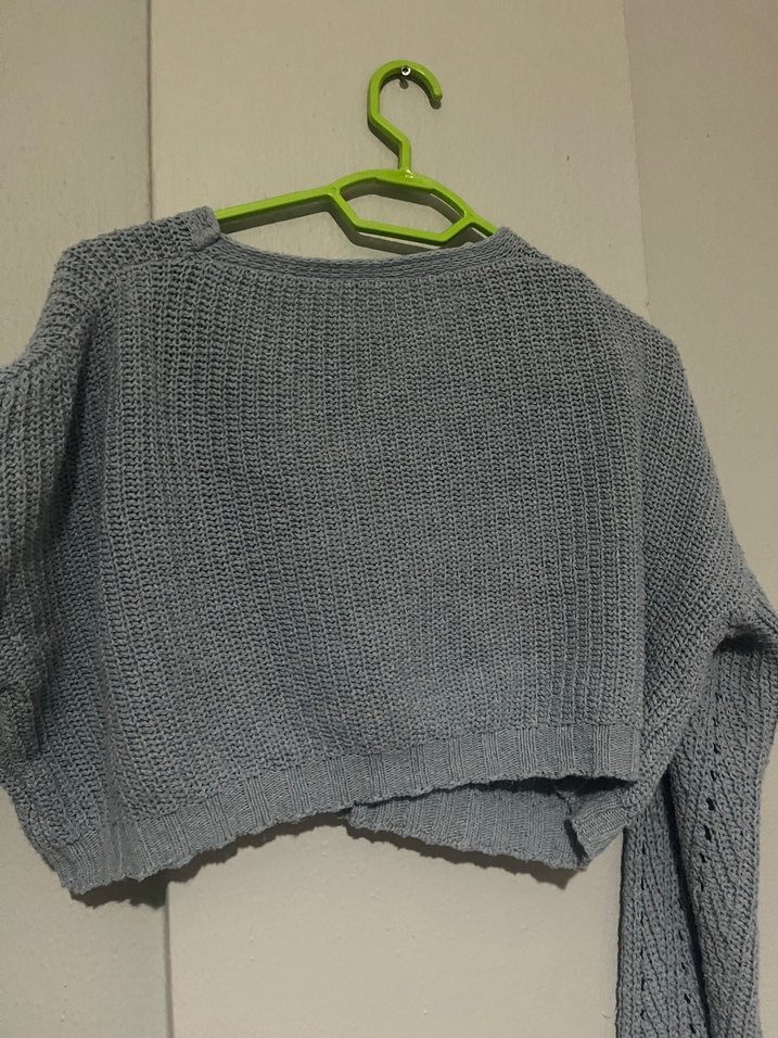 Gri Örgü Mini Kadın Hırka - Görsel 3