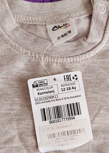 Civil Gri Çocuk Pamuklu Sweatshirt