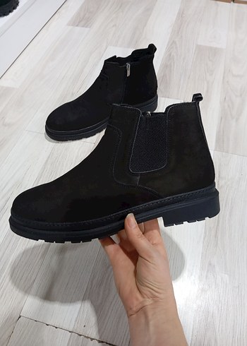 Siyah Hakiki Deri Lüks mürşitSüet Fermuarlı Erkek Bot - Görsel 2