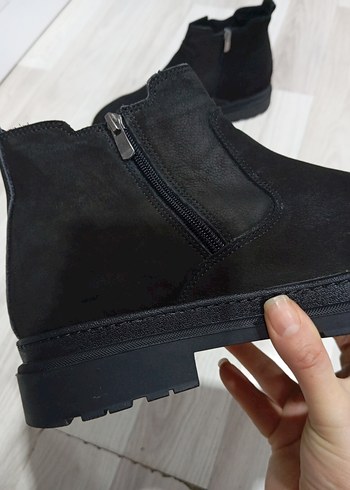 Siyah Hakiki Deri Lüks mürşitSüet Fermuarlı Erkek Bot - Görsel 14