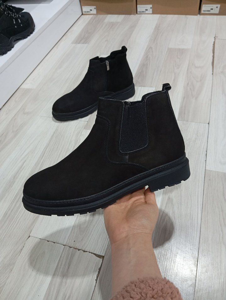 Siyah Hakiki Deri Lüks mürşitSüet Fermuarlı Erkek Bot - Görsel 5