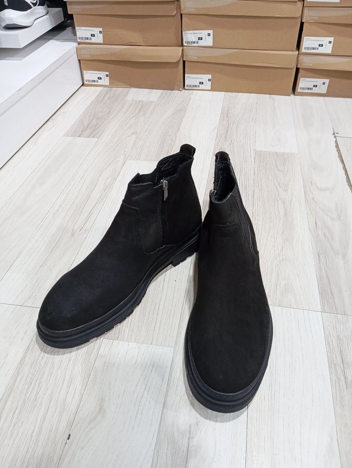 Siyah Hakiki Deri Lüks mürşitSüet Fermuarlı Erkek Bot - Görsel 3