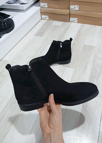 Siyah Hakiki Deri Süet Fermuarlı Erkek Bot - Görsel 7