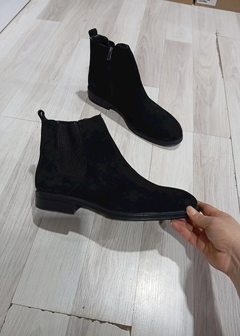 Siyah Hakiki Deri Süet Fermuarlı Erkek Bot - Görsel 6
