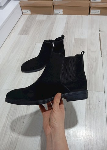 Siyah Hakiki Deri Süet Fermuarlı Erkek Bot - Görsel 5