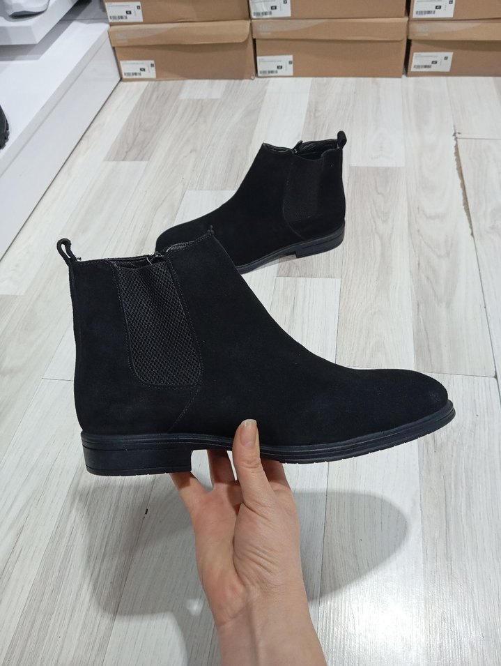 Siyah Hakiki Deri Süet Fermuarlı Erkek Bot - Görsel 3