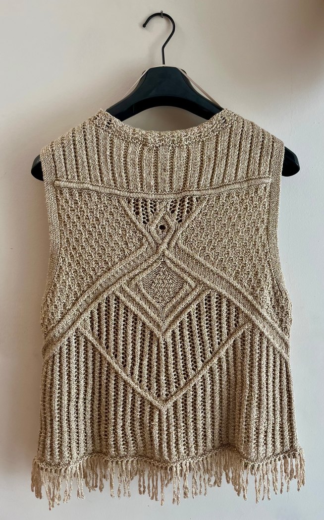 Zara Gold Nakışlı Kolsuz Triko Süveter - Görsel 2