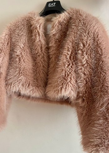 Mango Pembe Crop Peluş Kürk - Görsel 4