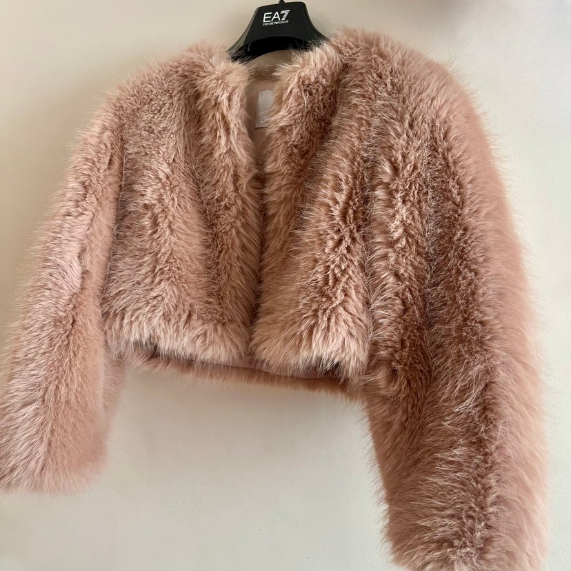 Mango Pembe Crop Peluş Kürk - Görsel 4