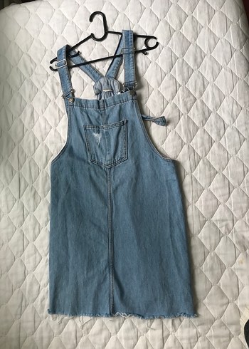 Kadın Mavi Denim Midi Salopet