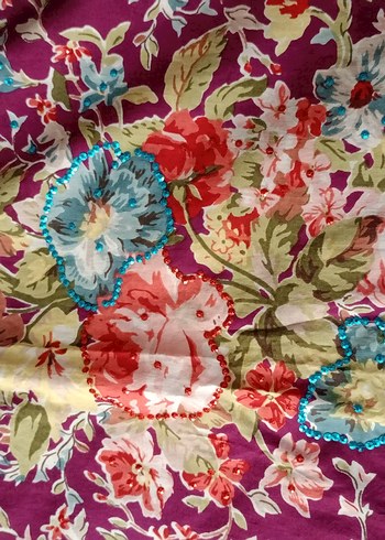 Uzun Kollu Mor Çiçekli Bohem Tunik - Görsel 4