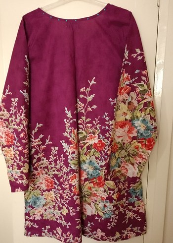 Uzun Kollu Mor Çiçekli Bohem Tunik - Görsel 2