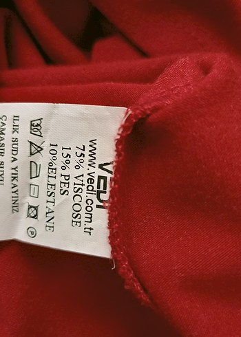 Kırmızı V Yaka Uzun Kollu kalın penye Bluz - Görsel 6