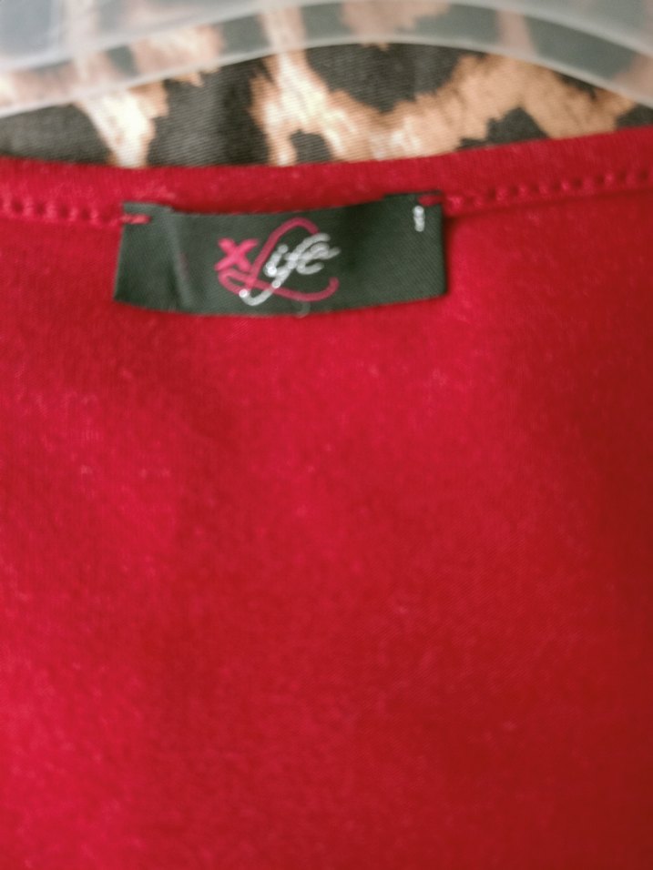 Kırmızı V Yaka Uzun Kollu kalın penye Bluz - Görsel 5