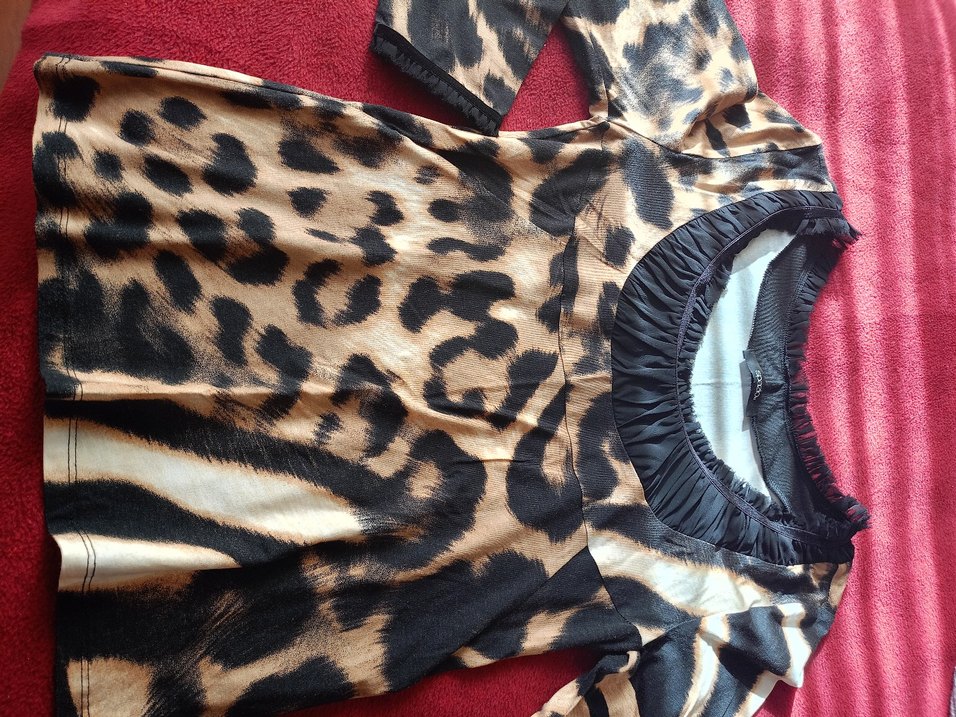 Kahverengi Zebra Desenli Kadın Bluz - Görsel 3