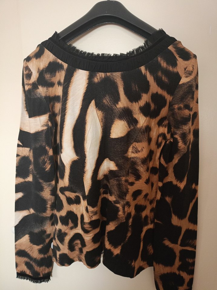 Kahverengi Zebra Desenli Kadın Bluz - Görsel 2