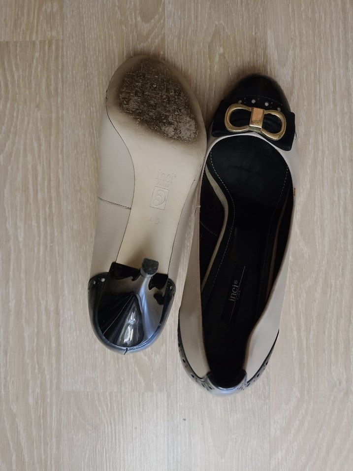 Bej Siyah Tokalı Kadın Topuklu Klasik Ayakkabı - Görsel 4