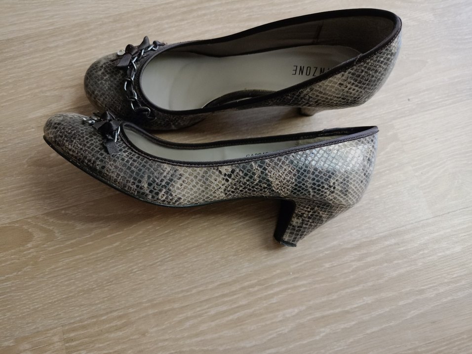 Kahve bej Yılan Desenli Dolgu Topuklu Kadın Babet - Görsel 2