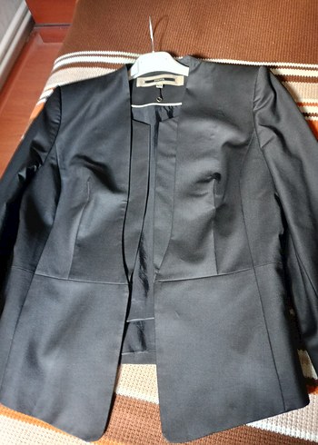 Kemerli Siyah Mini Ofis Blazeri - Görsel 3