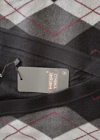 Düğmeli siyah, füme, gri, bordo baklava desenli erkek süveter - Görsel 4