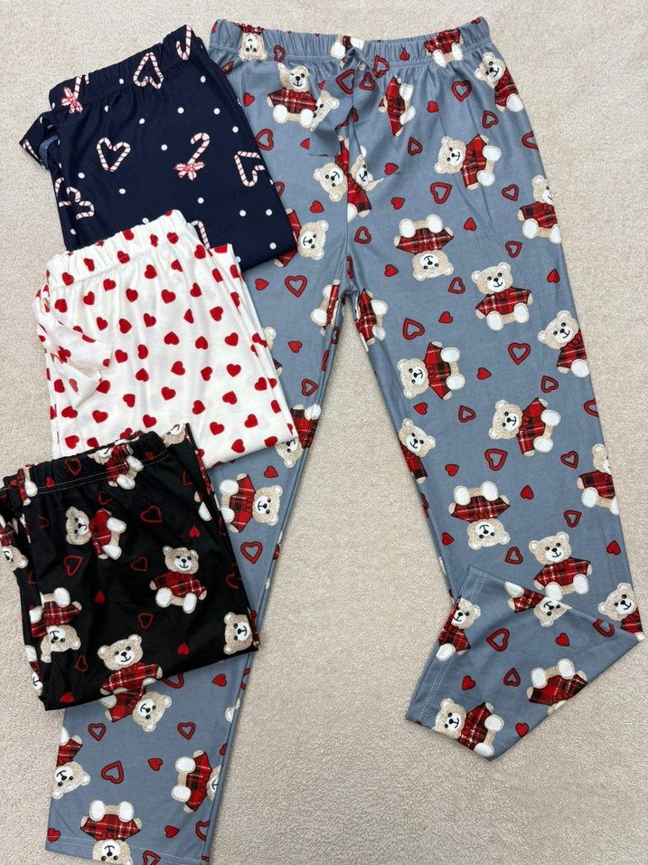 Renkli Desenli Rahat Kadın Pijama Altları - Görsel 3