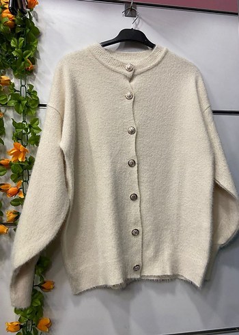 Düğmeli Gri Kadın Triko Hırka - Görsel 2